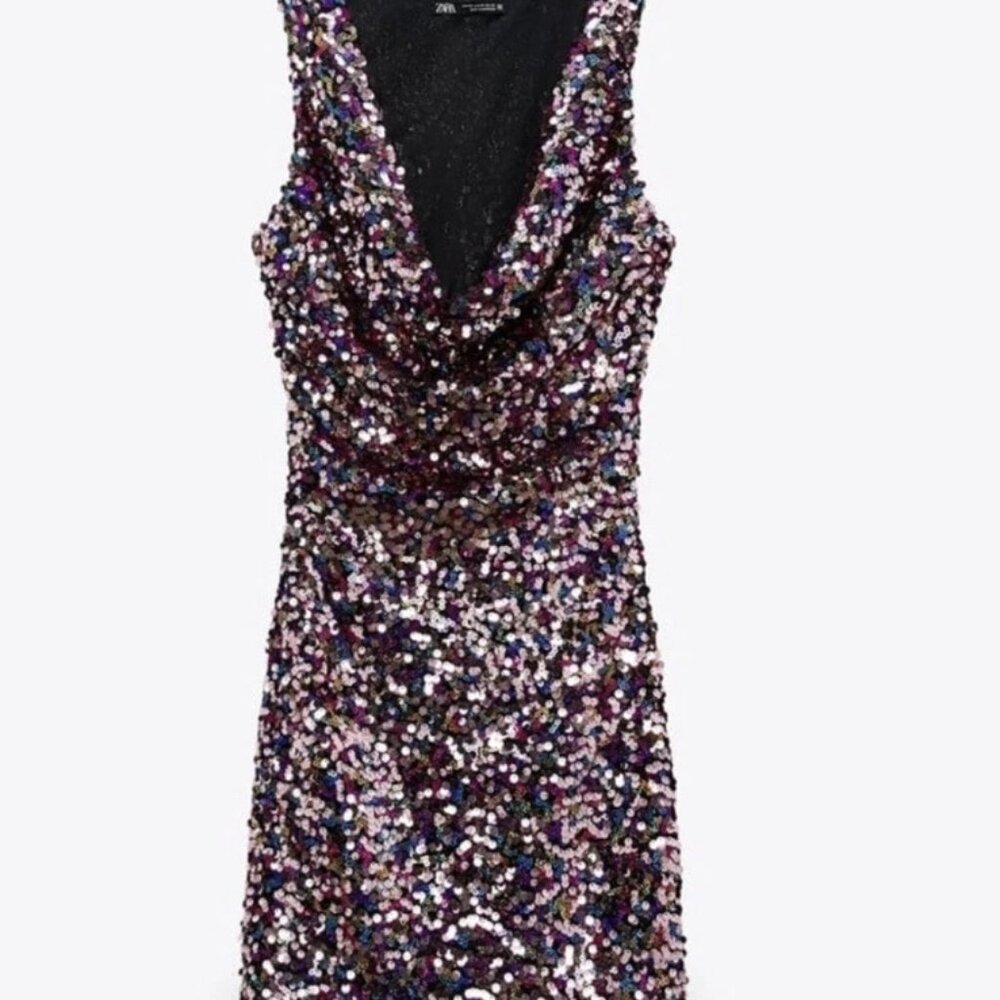 Zara Pink Sequin Short Dress 9475/706